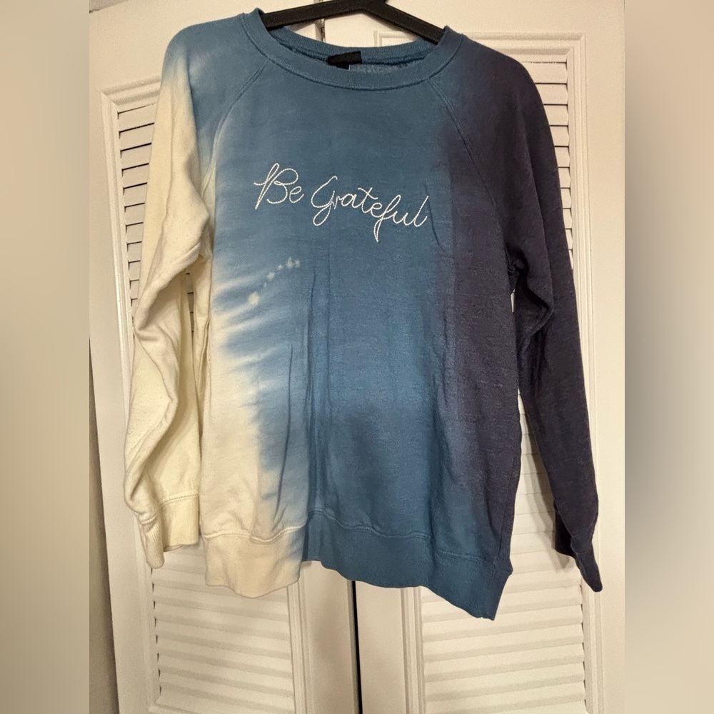 Torrid Blue and Cream Ombre Crew Neck Sweater